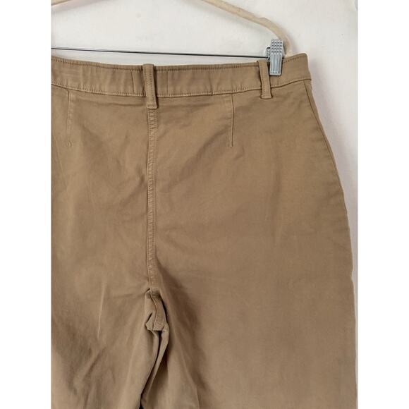 NWT Caslon Khaki Wide Leg Pants Patch Pockets Elastic Waist Size 16 - Picture 5 of 8